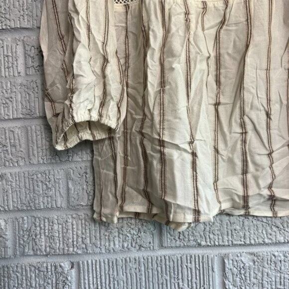 Women's Large NWT GranolaGirl Peplum Blouse Light Weight Stripes - Picture 3 of 8